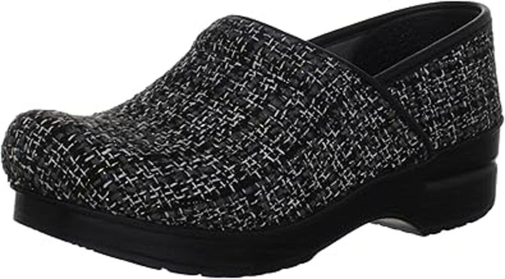 Dansko Vegan Pro Chenille Clogs Arch Rocker Anti-Fatigue Black Gray 7.5